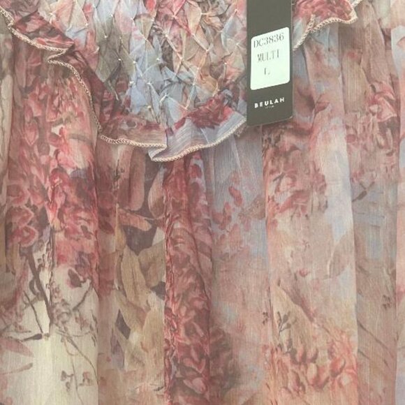 Beulah Style Floral Print Ruffle Tiered Long Sleeve Dress Size Large NWT - Picture 9 of 15